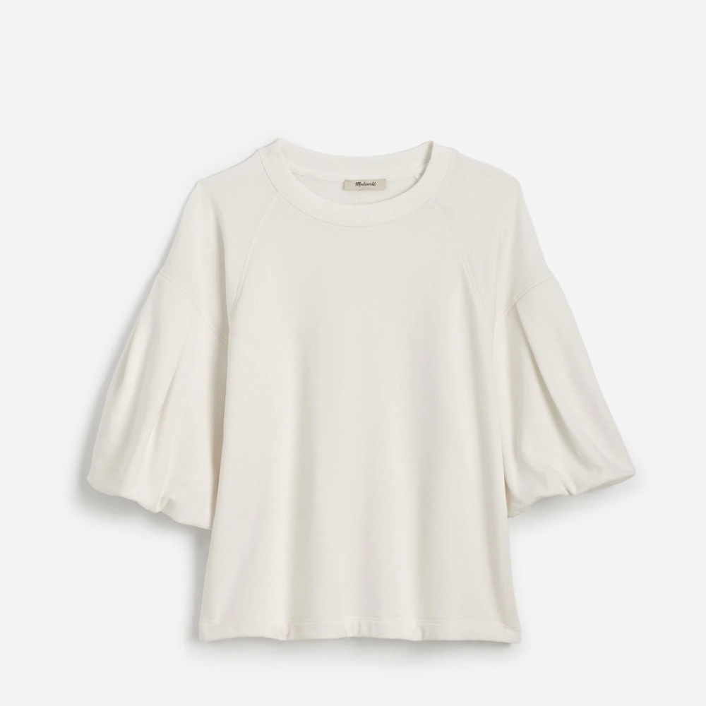 Madewell Puff-Sleeve Sweatshirt Tee in Winter White - Picture 4 of 8